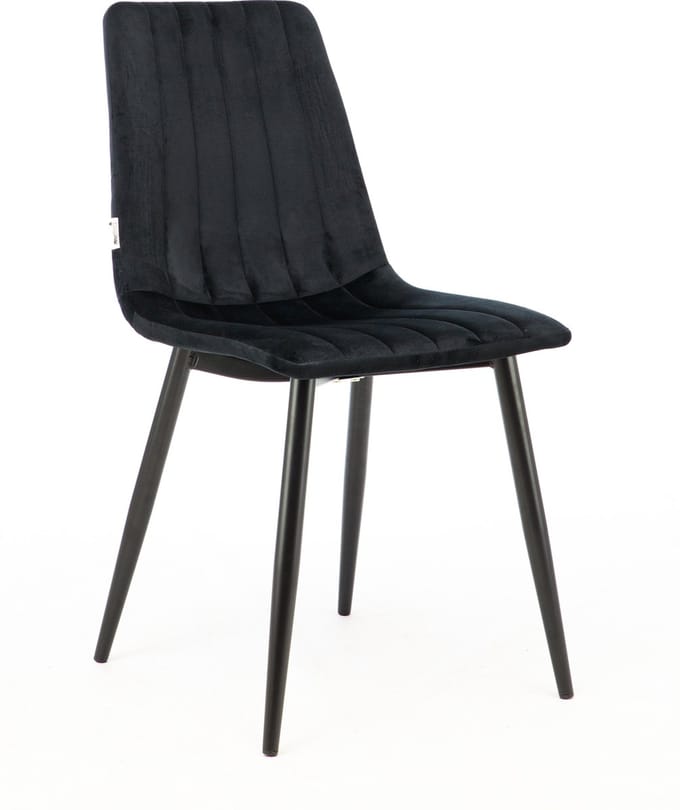 MaxxHome Eetkamerstoel - Eetkamerstoelen set van 2 - Velvet/Stoffen Stoel - Zwart