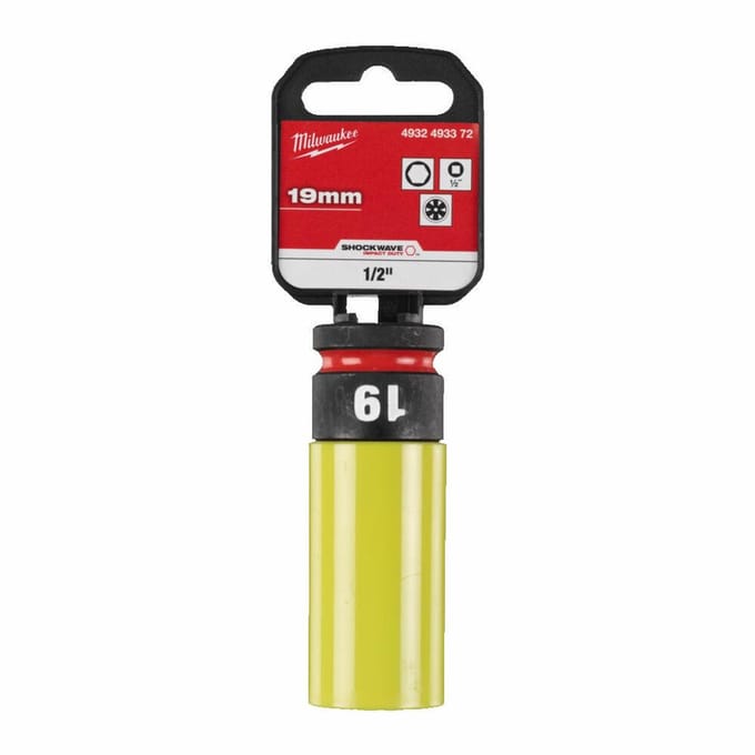 Milwaukee SHOCKWAVE Automotive - Slagmoersleutel - 19mm - Cienkościenna - Rękojeść Kleurgecodeerd