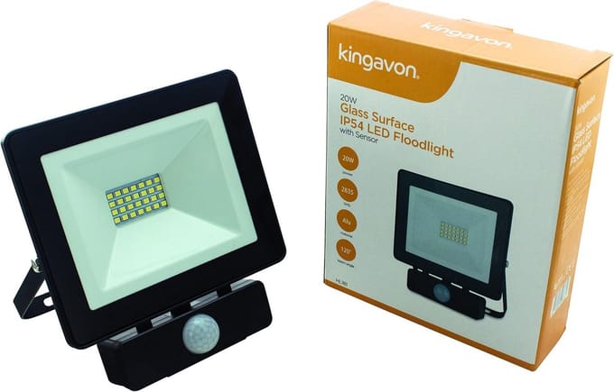 LED Schijnwerper 20W met Bewegingssensor IP65 - Zwarte Aluminium Buitenlamp