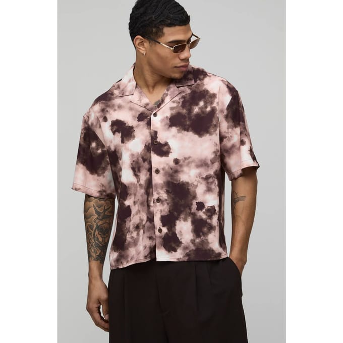 Oversized Boxy Shirt Met Vervormd Print | Black | Size 4XL