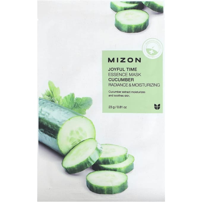 Mizon, Joyful Time Essence Beauty Mask, Cucumber, 1 sheet mask, 23g (0.81oz) beige