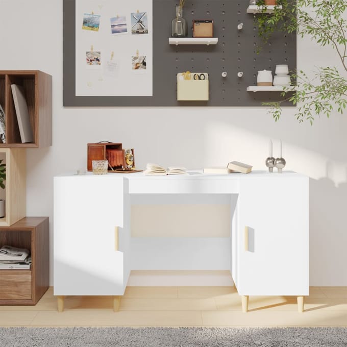 Vidaxl Bureau, Wit, 140X50X75 Cm, Materiaal Houtvezelplaat