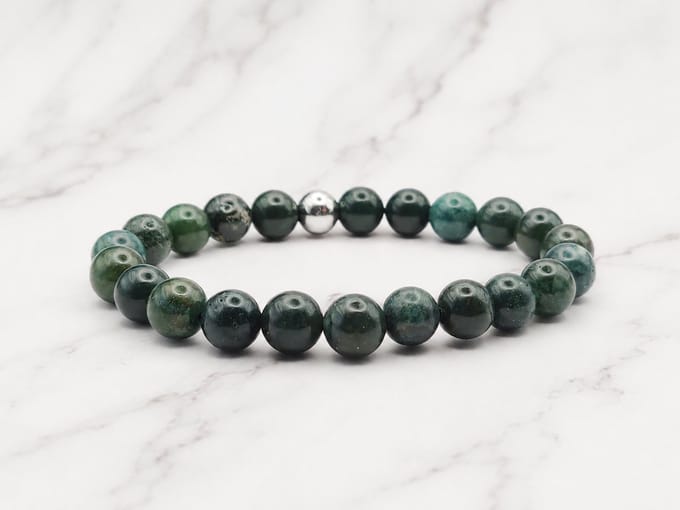 Mei's - Handmade Earth Stones - armband - RVS groen - polsmaat 16 cm