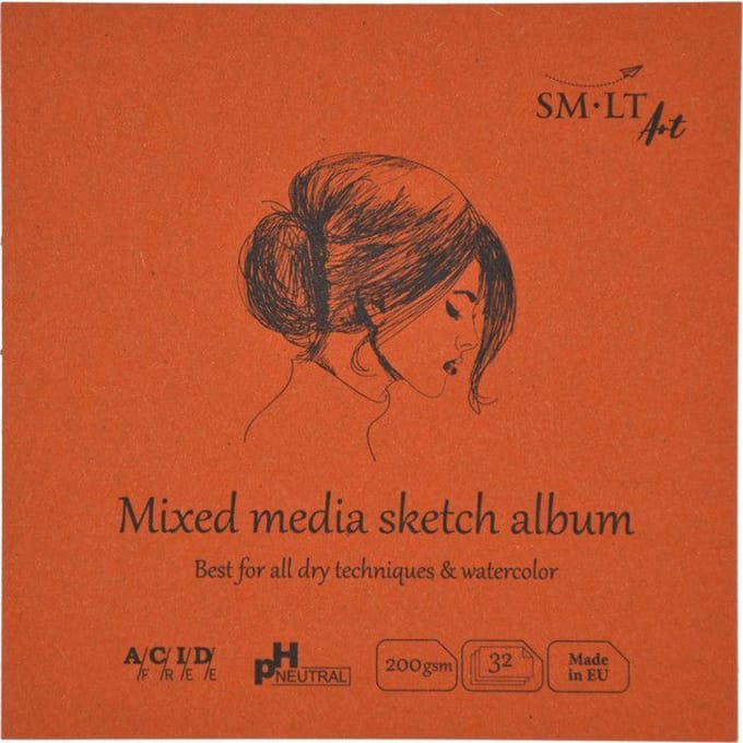 SMLT schetsboek mixed media vierkant 14 cm 200gr 32 vel FSC.