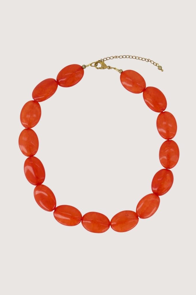 Zusss Platte Kralen Ketting Coral