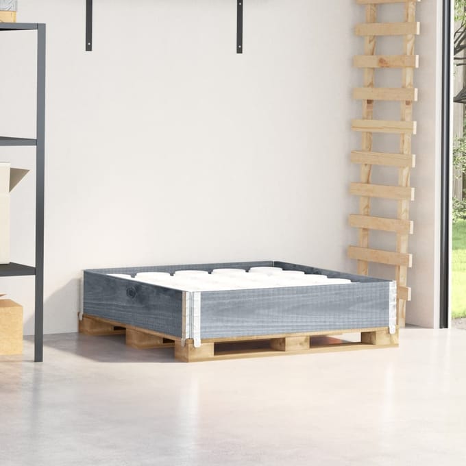 vidaXL Palletopzetrand 100x100 cm massief grenenhout grijs