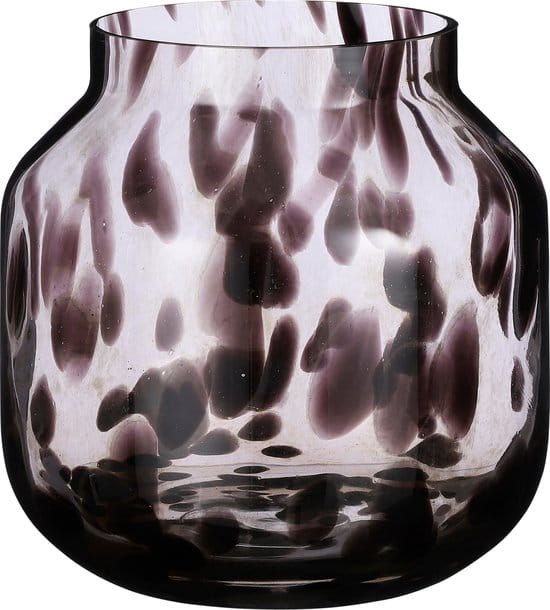 Mica Decorations Pantera Vaas - Glas - Bruin met Luipaardprint - 27x26 cm