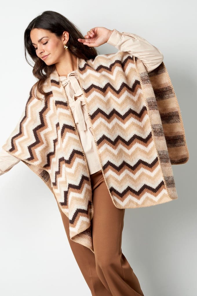 Poncho Zig Zag Beige Herfst Winter