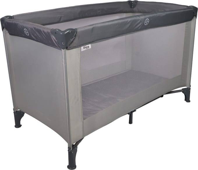 Ding Campingbedje - Grijs - 120x60 cm - Reisbedje inclusief bodemmatrasje