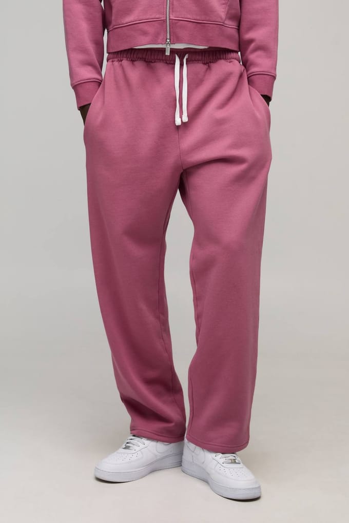 Essentiële Gewassen Baggy Lage Kruis Joggingbroek | Washed Pink | Size Medium
