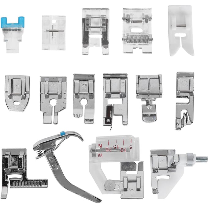 15 Pièces Pied Presseur Multifonctionnel Ménager Machine à Coudre Kit d'Outils Accessoire Fournitures white