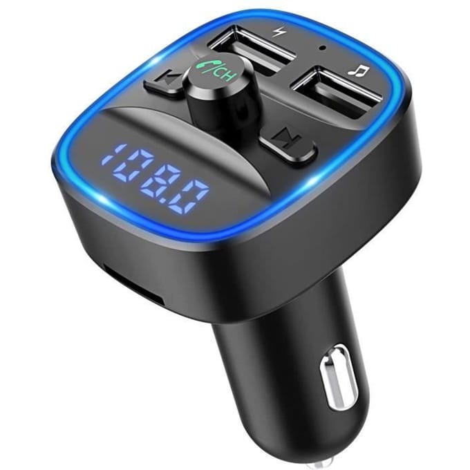 Bovon Transmetteur FM Bluetooth, Bluetooth Lecteur MP3 Adaptateur Radio sans Fil zwart