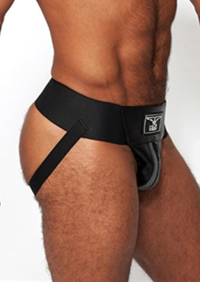Mister b leather premium jockstrap black/grey small