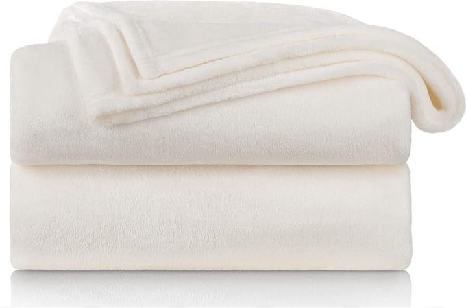 MKSS® Fleece Deken - Zachte Plaid - Warmtedeken 150x200cm - Wit