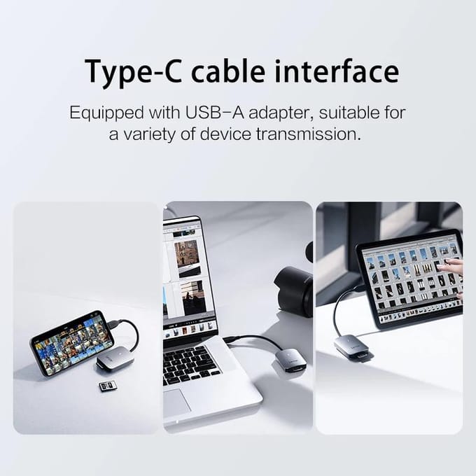 Originele Lexar CFexpress Type A Kaartlezer USB 3.2 Gen 2 Type C/A Geheugenkaart CFe A Kaartlezer CF Kaartlezer, USB-C Kabel/USB-C naar USB-A Adapter CF TYPE-A Card Reader【A/C】 gray