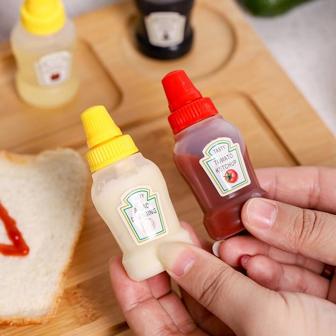 4 Stuks Kleine Ketchupflesjes Condiment Knijpflessen Lege Plastic Dressing Containers voor transparant