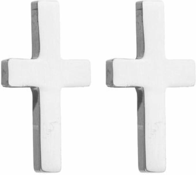 Fako Bijoux® - Oorbellen - Steker - Kruisje - Zilverkleurig