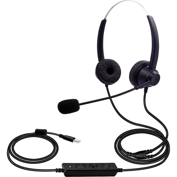 USB Bedrade Computerheadset met Microfoon Universele Kantoor Callcenter Hoofdtelefoon Ondersteunt Volume zwart