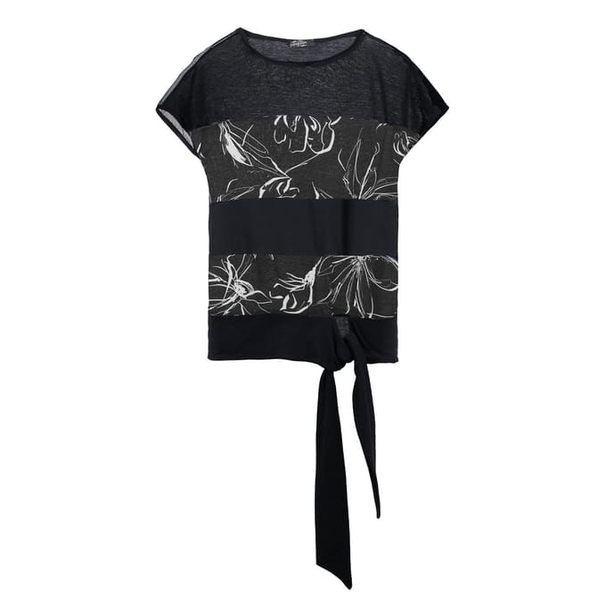 Zwarte top met bloemenprint en stropdassen