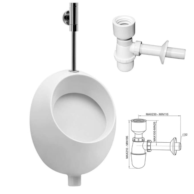 Modern Keramisch Urinoir Wit - Verticale Afvoer en Bovenste Toevoer