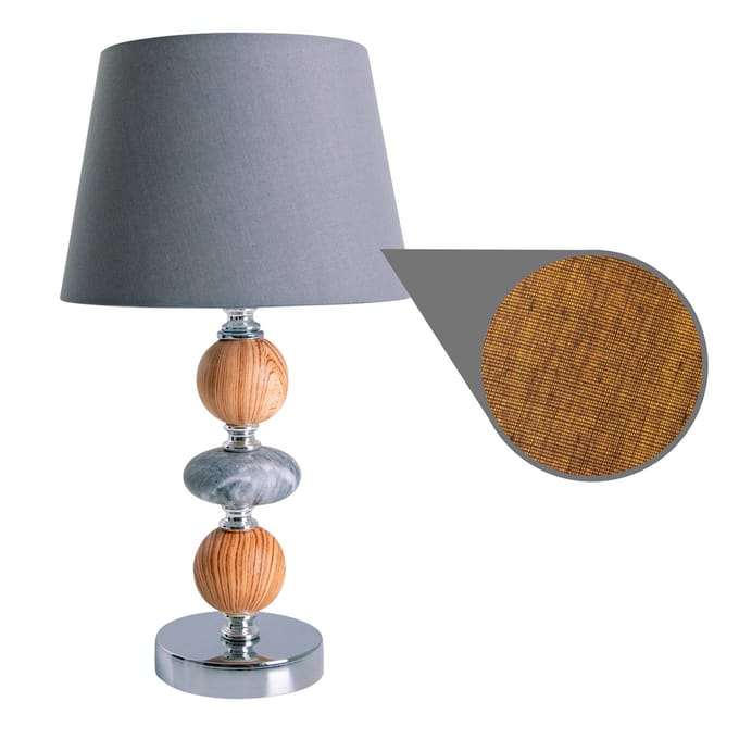 Näve Tafellamp Araga, grijs/chroom/houtkleuren