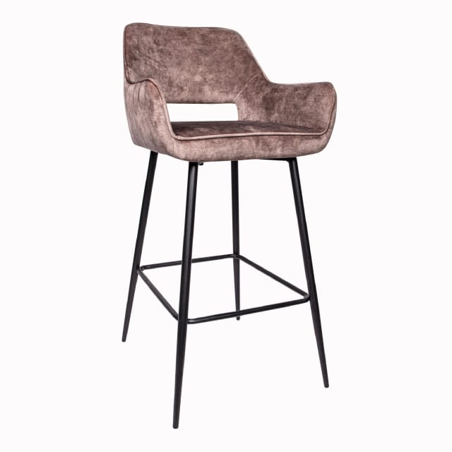 PTMD Fallon Velvet Barkrukken - 61x53x105 cm - Bruin - Set van 2
