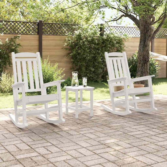 vidaXL Schommelstoel 2 pcs Wit 92 x 70 x 108 cm Polyetheen