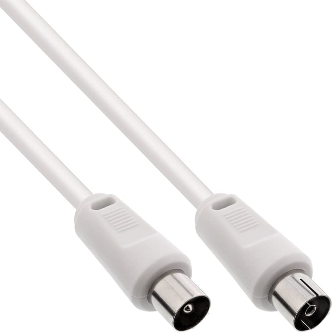 InLine® Antennekabel, 2x afgeschermd, >75dB, wit, 2m