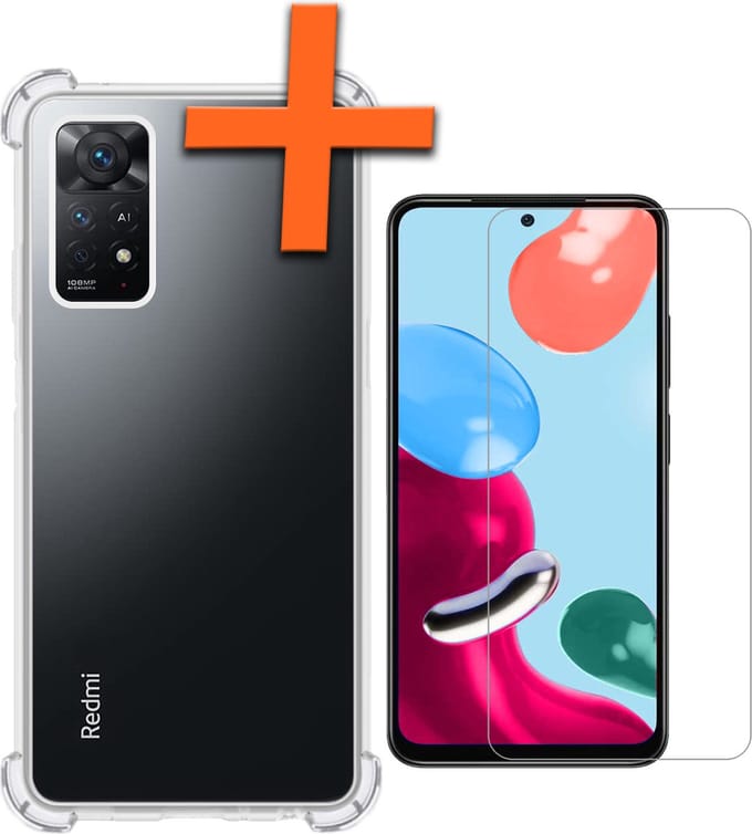 Hoes - Met Screenprotector - Geschikt voor Xiaomi Redmi Note 11 - Sterk & Shockproof - Siliconen Case - Back Cover - Telefoon Hoes - Shock Proof - Transparant