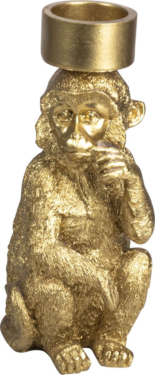 Gusta - Waxinelichthouder - Aap - Goud - 15 x 15 x 22,5cm