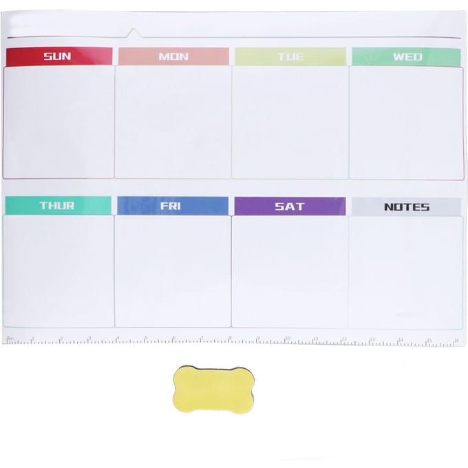 Wekelijkse Kalender Zelfklevende Herbruikbare Wekelijkse Droog Uitwisbare Bord Plakker met Wisser voor Thuis Muur Koelkast white