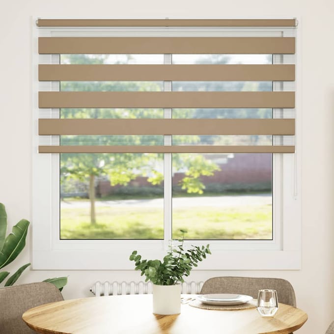 vidaXL - Zebra - Blind - 145x150 - cm - stofbreedte - 140,9 - cm - polyester - zandbruin