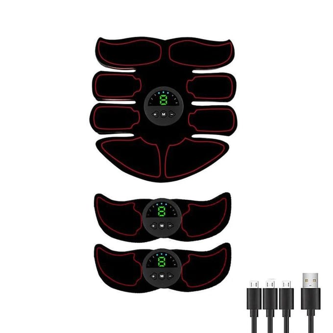 ABS Stimulator Spierversteviger EMS Buikspier Trainingsriem Trainer Lichaamsfitness Vorm Spierstimulator Afslankende Massager LED Display red black