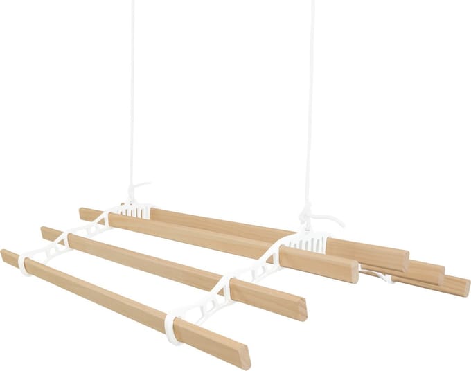 Kledingrek plafond katrol - wit - 0,9m - 6 latten