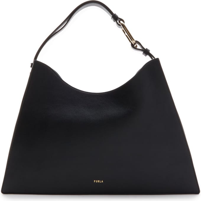 FURLA Leren Schoudertas Nuvola Hobo Nero Zwart