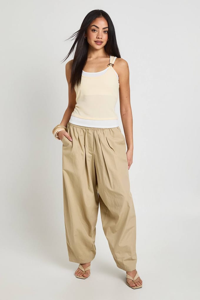boohoo Dames Geribbeld Mouwloos Vest Met Afwerking | Butter | Maat: 10