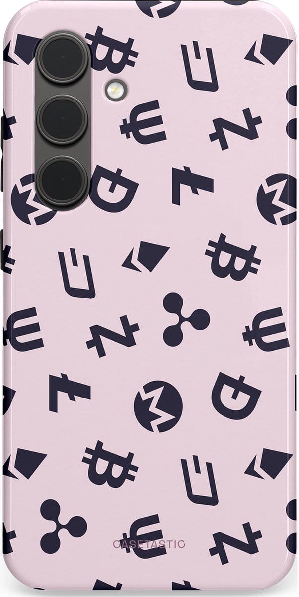 Casetastic hoesje geschikt voor Samsung Galaxy S24 - Dubbellaagse bescherming - Crypto flow - Fashion Case - Lichtgrijs Donkergrijs Wit