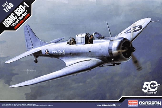 Academy Modelbouwpakket Militaire voertuigen - 12331 USMC SBD-1 -Pearl Harbor- Plastic - 1:48 - Modelbouw