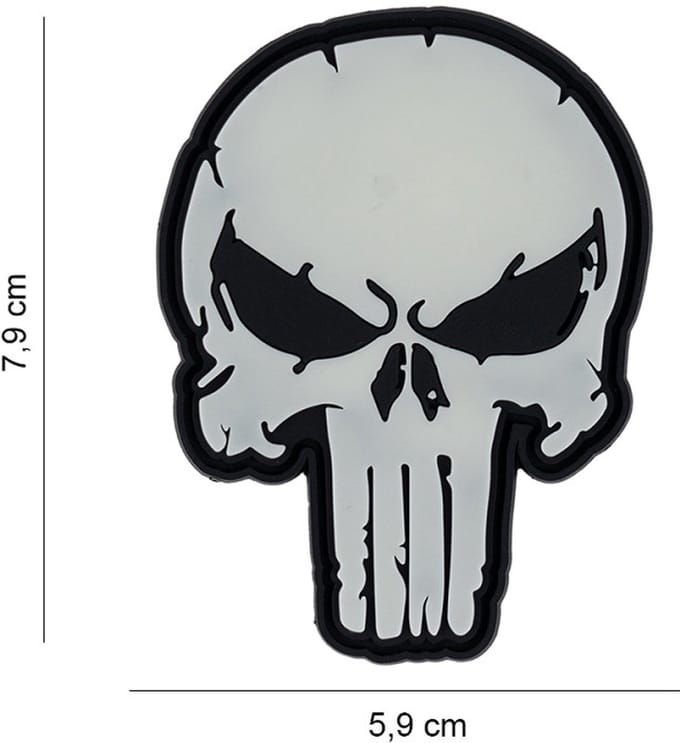 Embleem 3D PVC Punish skull glow in the dark #12014