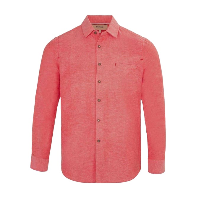 Firetrap Effen heren overhemd van katoenmix (Rood)