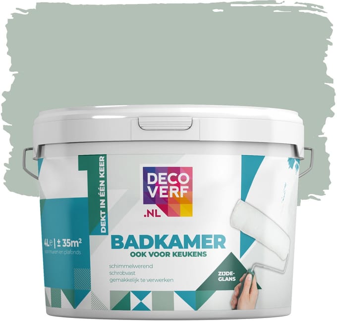 Decoverf badkamerverf saliegroen, 4L