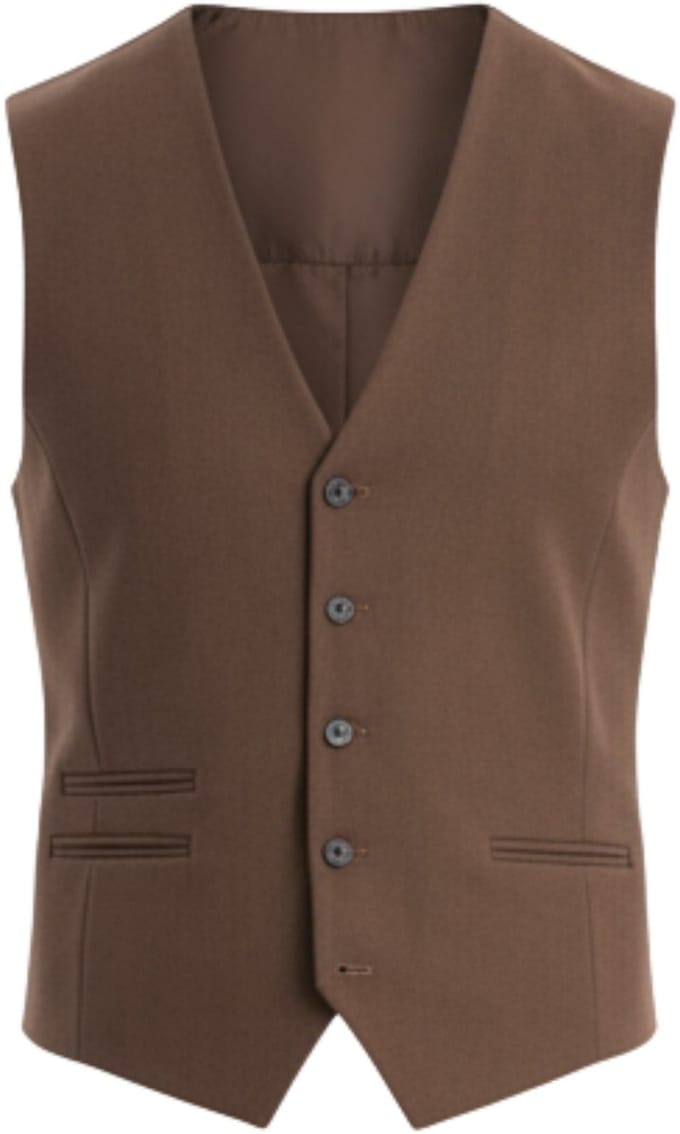 OMBRE Gilet - Slim Fit - Knopen - Effen Bruin XXL
