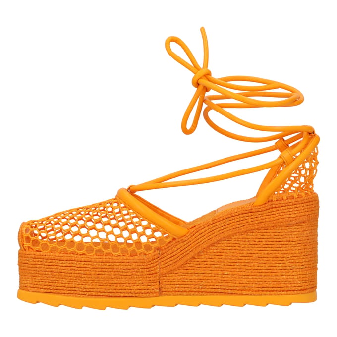 Bottega Veneta Oranje Stretch 90 Wedge Espadrilles