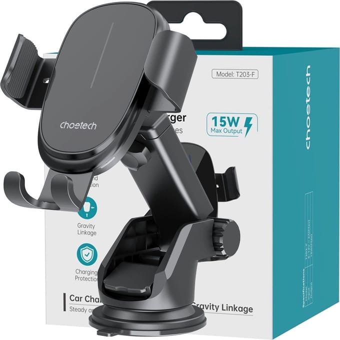 Choetech T203-F gravity car mount with 15W charger (black)