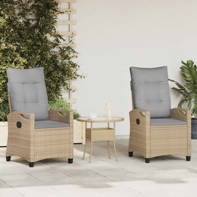 vidaXL - Tuinstoel - 2 - st - Beige - en - Lichtgrijs - Staal - en - Polyester