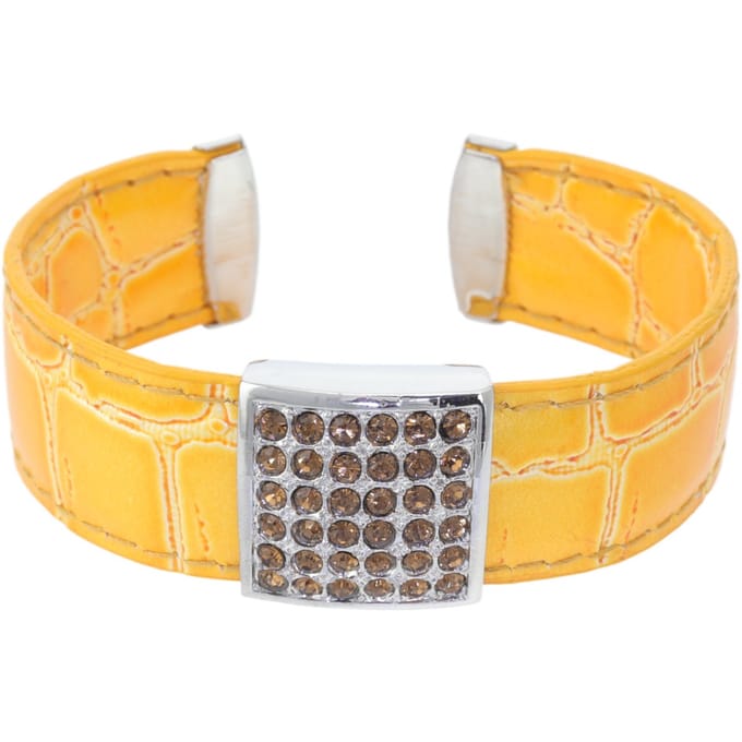 Behave - Gele klemarmband krokodillenprint - Statement zomeraccessoire