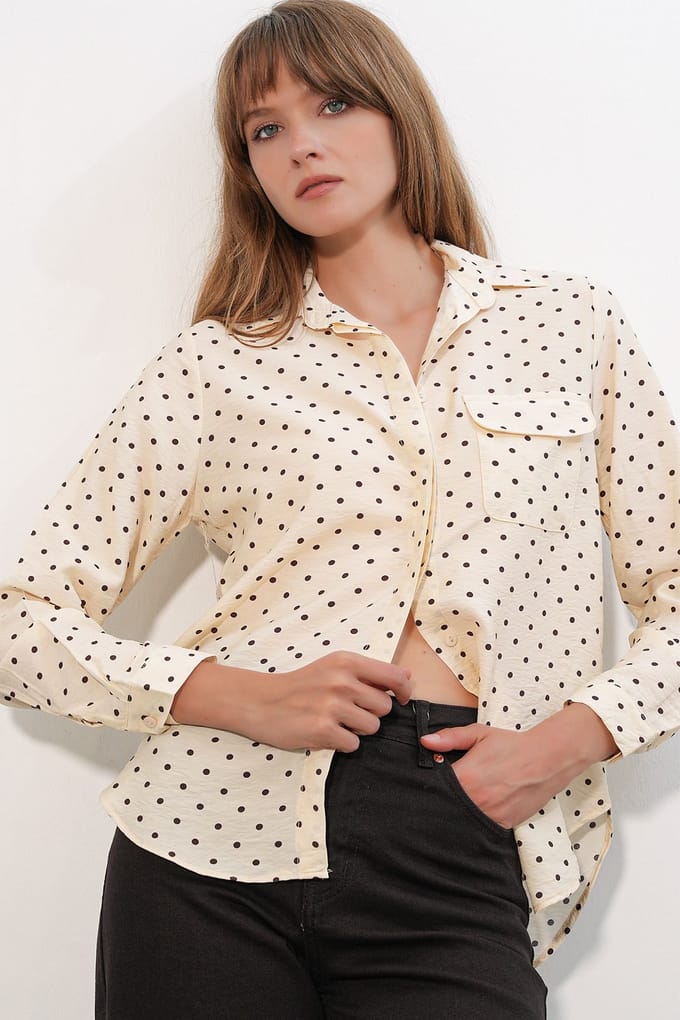 Oversized Geprinte Stippenshirt