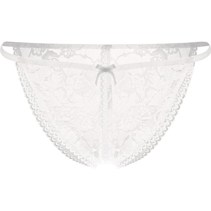 Amorable - Tanga Slip Kant Met Open Kruis - Wit