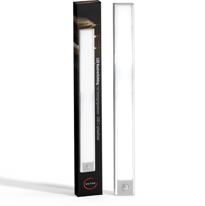 LED Kastverlichting met bewegingssensor - 40 cm - USB-C Oplaadbaar - 3 Kleurtemperaturen - Magnetisch - Draadloos - Zilver