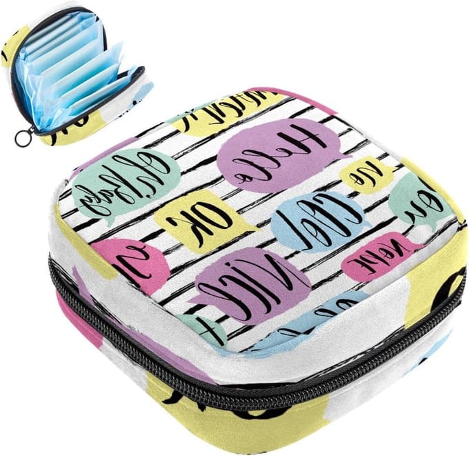 Maandverband Opbergtas - Periode Pouch - Hygiënisch Opbergen - Privacy Bescherming - 12x17x17 cm - Multicolor